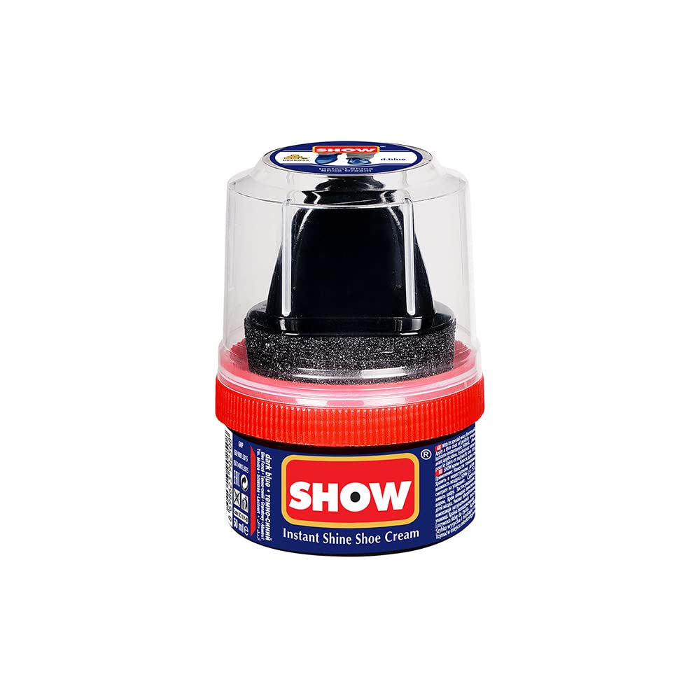 SHOW NAVY Instant Shine Shoe Polish Cream with Sponge for Shoes Boots Bags - Unisex 50ml 1 Unit Polish Cream - Leather Nourishment and Conditioner - Shoe Care Products