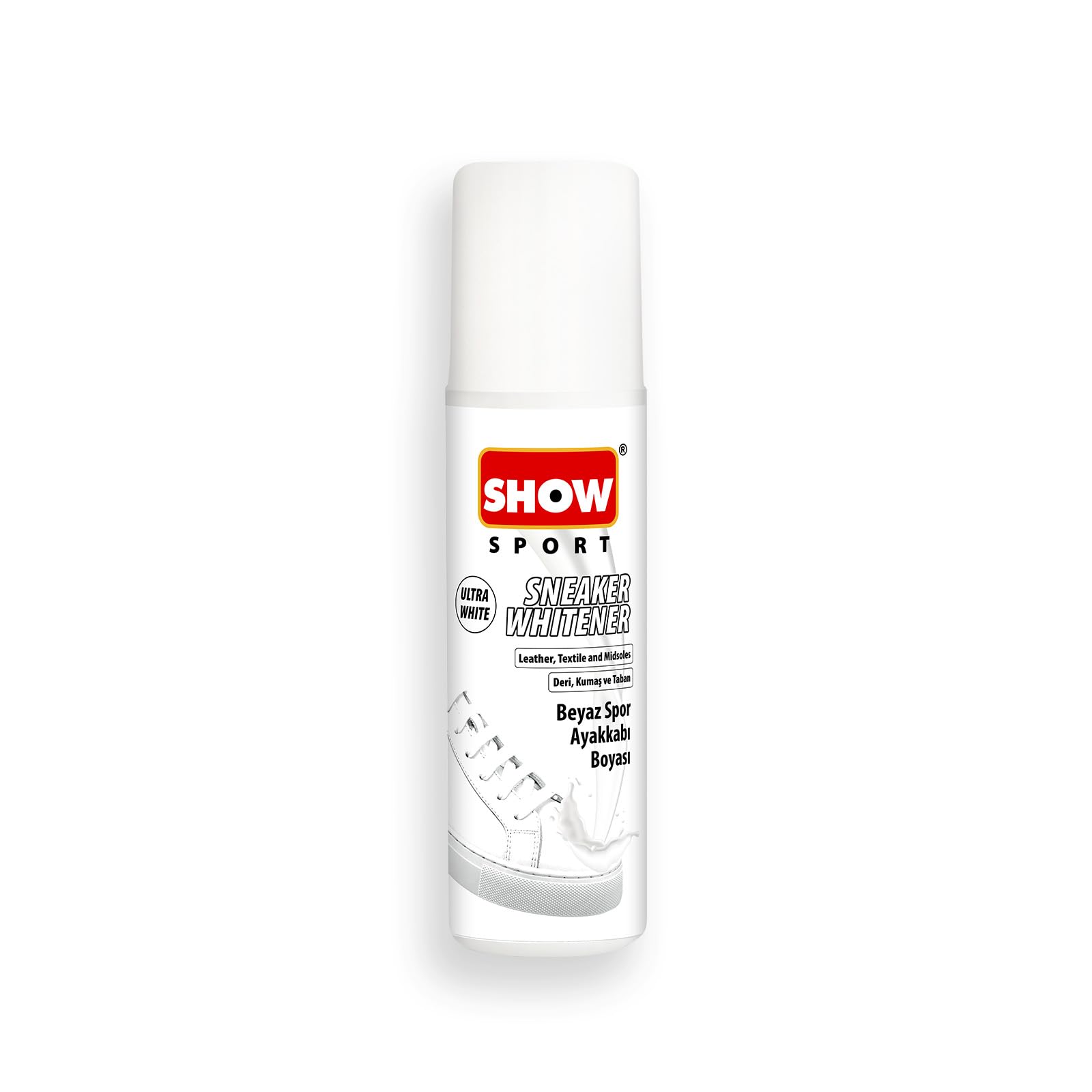 SHOW White Instant Leather Shoe Shine Liquid for Shoe Boots Bags- Unisex 75ml Bottle with Sponge for Instant Leather Colour Nourish and Condition - Leather Care Products