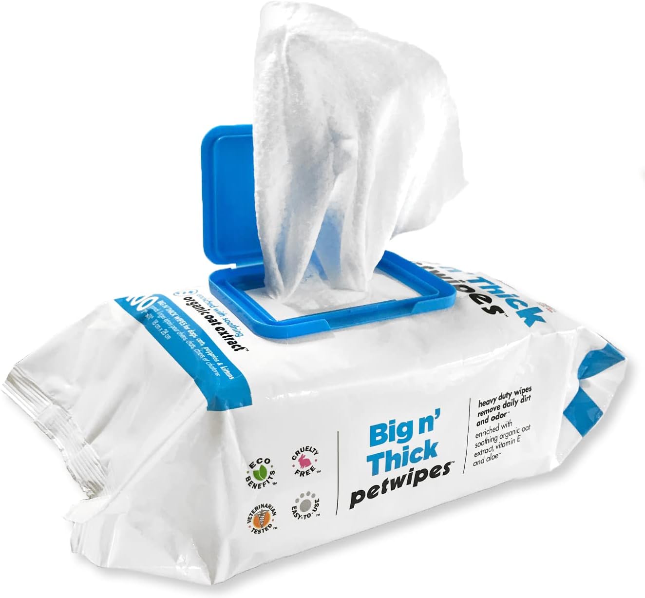 Petkin Petwipes, 100 Wipes – Big 'n Thick Extra Large Pet Wipes for Dogs and Cats – Cleans Face, Ears, Body and Eye Area – Super Convenient, Ideal for Home or Travel – Single Pack of 100 Wipes