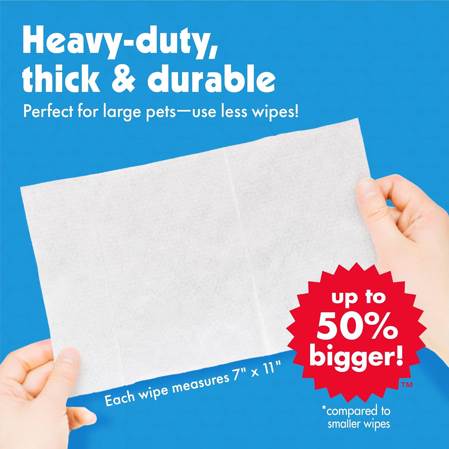 Petkin Petwipes, 100 Wipes – Big 'n Thick Extra Large Pet Wipes for Dogs and Cats – Cleans Face, Ears, Body and Eye Area – Super Convenient, Ideal for Home or Travel – Single Pack of 100 Wipes