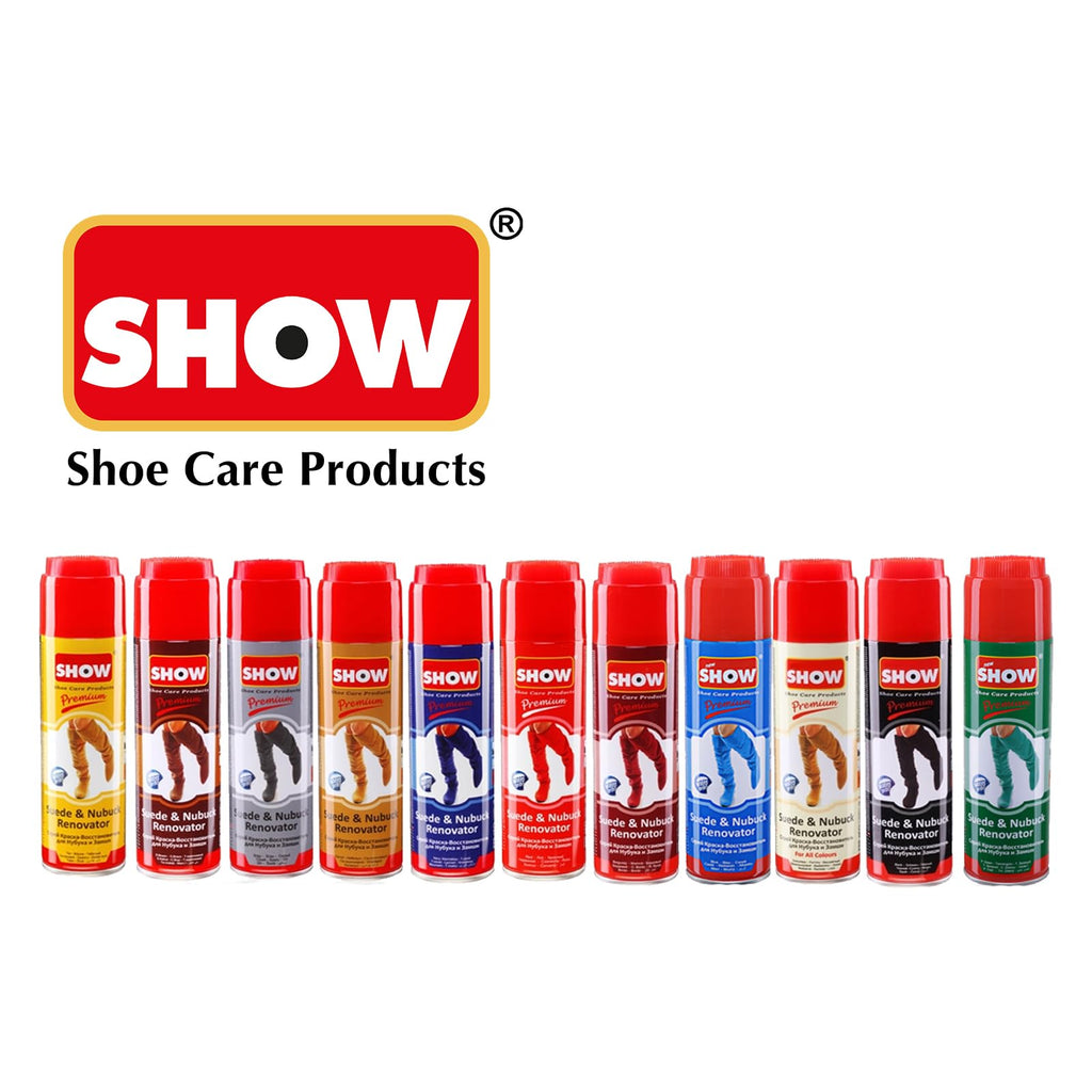SHOW 250ml Suede Renovator Spray, 1 unit for suede & nubuck shoes and boots (Red)