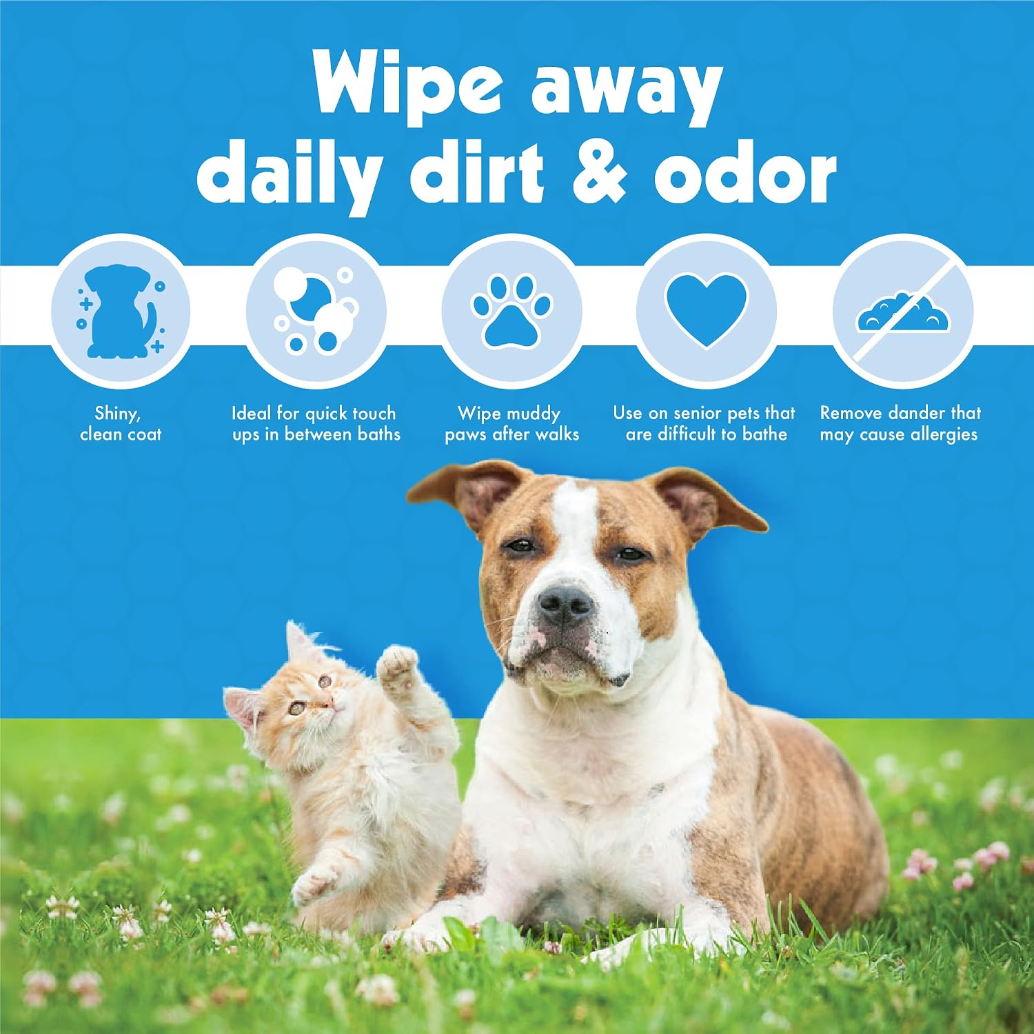 Petkin Petwipes, 100 Wipes – Big 'n Thick Extra Large Pet Wipes for Dogs and Cats – Cleans Face, Ears, Body and Eye Area – Super Convenient, Ideal for Home or Travel – Single Pack of 100 Wipes
